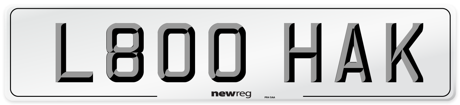 L800 HAK Number Plate from New Reg